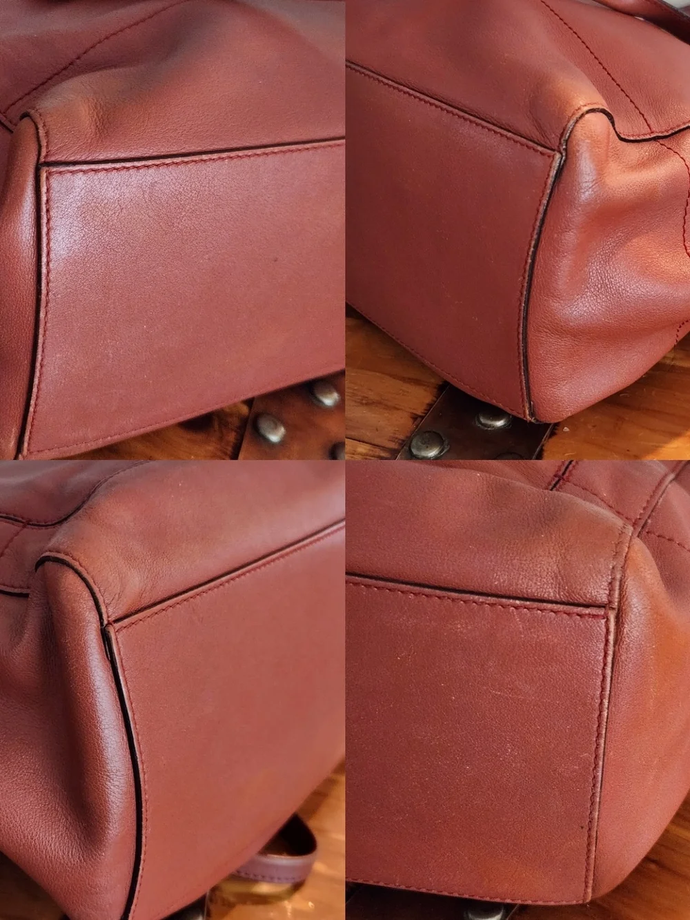 Leather Tote Handbag in Cognac Brown - Brand: